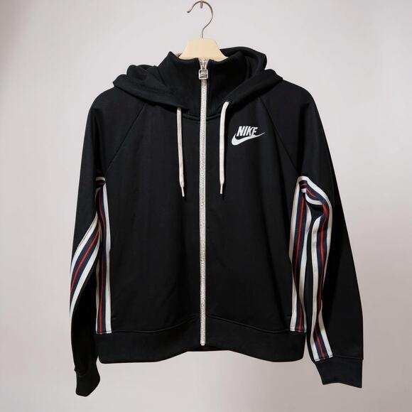 Women’s Nike Zip up Hooded Jacket Medium Athleisure Activewear Workout Black - Picture 1 of 6